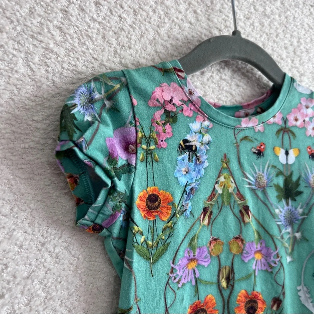 Molo Toddler Green Rimona‎ With Love Organic Cotton Short Sleeve T Shirt Size 2T